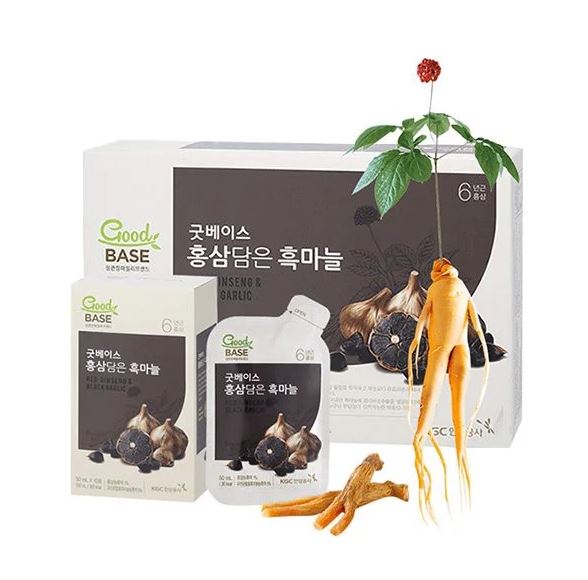 Thành phần chính của Good Base tỏi đen gồm hồng sâm và nấm linh chi từ Hàn Quốc
