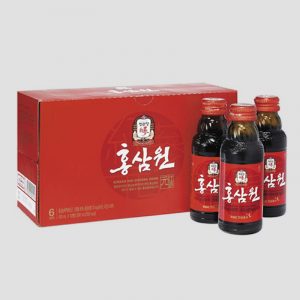 Sản phẩm nước hồng sâm Won 100ml đóng chai. Với màu đỏ thương hiệu Cheong Kwan Jang sang trọng