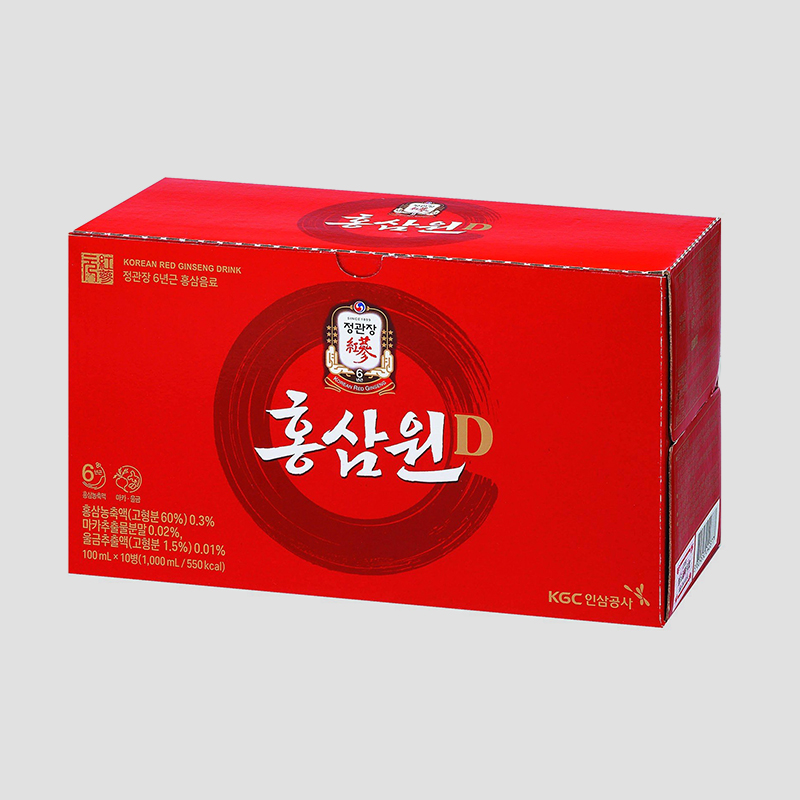 Tông màu đỏ tươi sang trọng của hộp nước hồng sâm Won 100ml x 10 chai phù hợp làm món quà Tết đầy ý nghĩa và chăm sóc sức khỏe