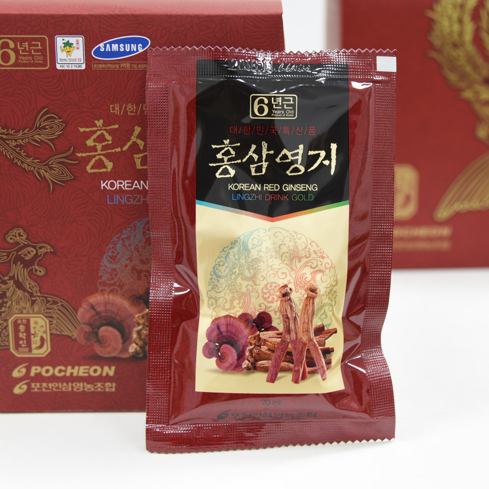 Nước hồng sâm Pocheon hàn quốc chứa thành phần nấm linh chi gói 70ml tiện lợi